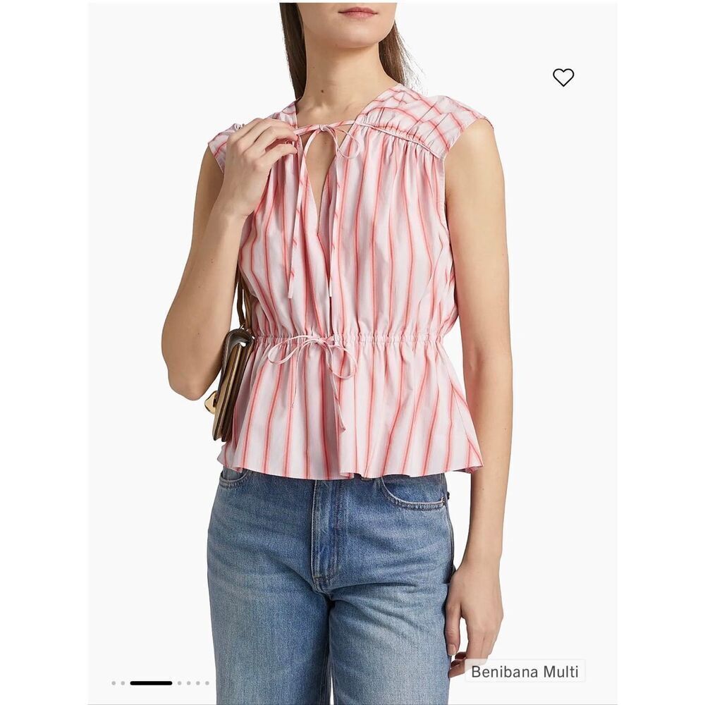 Derek Lam 10 Crosby Caroline Striped Tie Top Size S